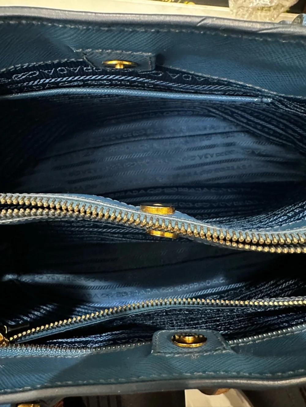 Prada Cobalto Saffiano Lux Galleria Double Zip Tote (C5) - Picture 14 of 17